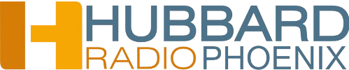 Hubbard Radio Phoenix logo with 'H' in orange and text in blue and orange.