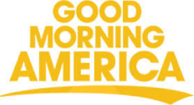 Good Morning America logo in yellow on a white background