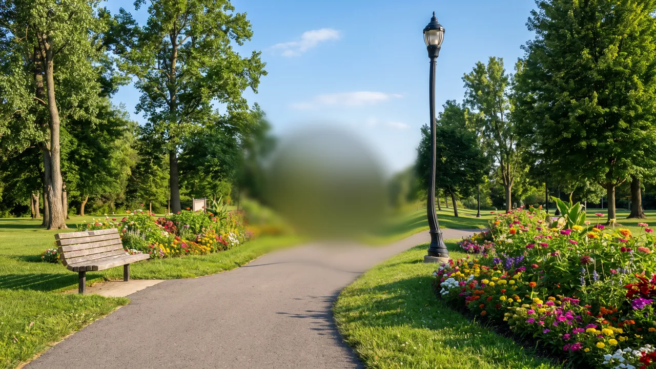 The scene with a wider blurred, distorted center.